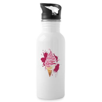 Softeis Farbkleckse - Trinkflasche mit integriertem Trinkhalm - Weiß - Rechts