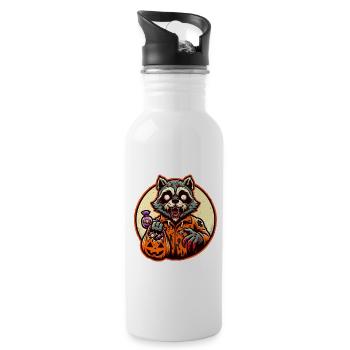 Zombie raton laveur Drôle Amateur de raton laveur - Gourde avec paille intégrée - blanc - Droite