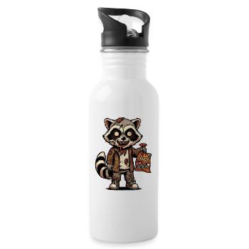 Mort-vivant raton laveur Drôle raton laveur Zombie - Gourde avec paille intégrée - blanc - Droite