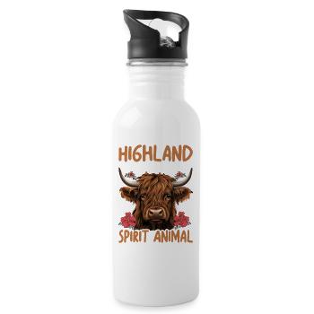 Highland Cows Are My Spirit Animal - Water bottle with straw - white - Right