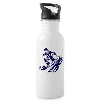 Snowboarder Sketch - Water bottle with straw - white - Right