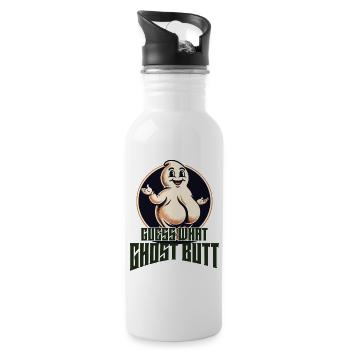 Funny Ghost Saying Halloween Costume - Water bottle with straw - white - Right