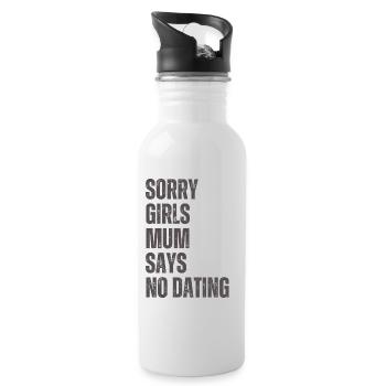 Sorry Girls Mum Says NoDate Baby Shower - Water bottle with straw - white - Right
