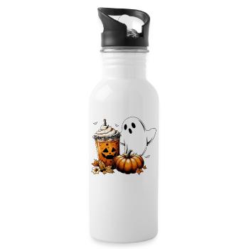 Geister-Kürbis-Kaffee - Trinkflasche mit integriertem Trinkhalm - Weiß - Rechts