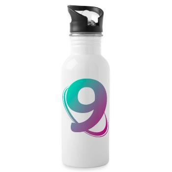 Nummer 9 mehrfarbig - Trinkflasche mit integriertem Trinkhalm - Weiß - Rechts