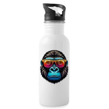 Gorillas with sunglasses - Water bottle with straw - white - Right