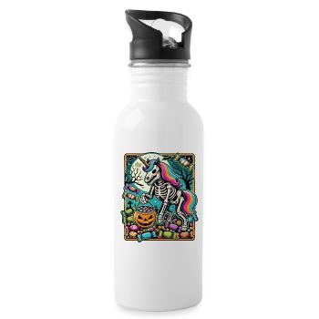 Drôle de squelette de licorne aime les bonbons - Gourde avec paille intégrée - blanc - Droite