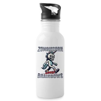 Zombicorn Liebt Brainbows Lustiges Halloween - Trinkflasche mit integriertem Trinkhalm - Weiß - Rechts