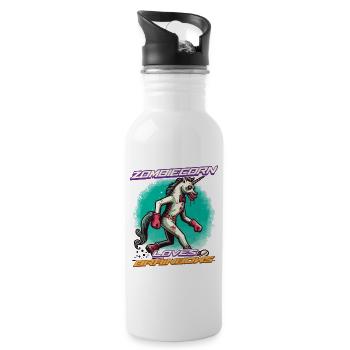 Zombiecorn Liebt Brainbows Zombie Einhorn - Trinkflasche mit integriertem Trinkhalm - Weiß - Rechts