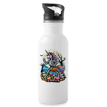 Drôle de licorne squelette mentant bonbons - Gourde avec paille intégrée - blanc - Droite