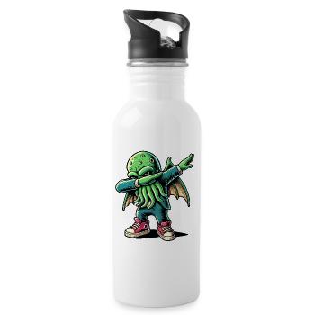 Funny Dabbing Cthulhu Dabbing Design - Water bottle with straw - white - Right
