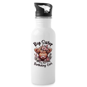 Big Sister Of The Birthday Girl - Water bottle with straw - white - Right