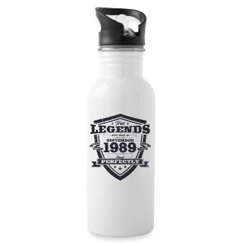 35. Geburtstag Original Legende 1989 Jahrgang 1989 - Trinkflasche mit integriertem Trinkhalm - Weiß - Rechts