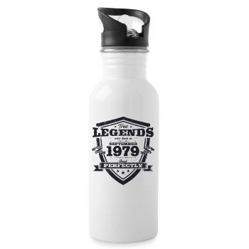 45. Geburtstag Original August 1979 Jahrgang 1979 - Trinkflasche mit integriertem Trinkhalm - Weiß - Rechts