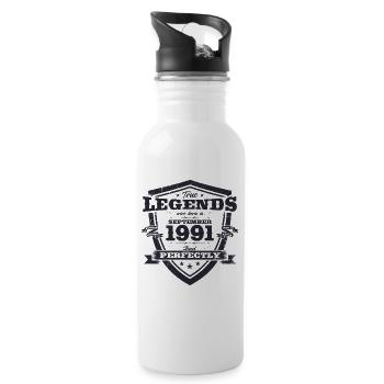 33. Geburtstag Original Legende 1991 Jahrgang 1991 - Trinkflasche mit integriertem Trinkhalm - Weiß - Rechts