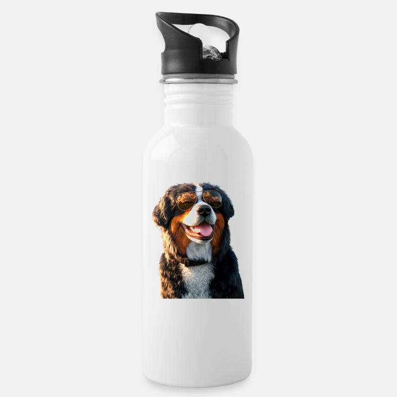 Berner Sennenhund Süße Hunde Schweizer Sennenhunde - Trinkflasche mit integriertem Trinkhalm - Weiß