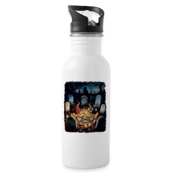 Retro Vintage Design Occult Summoning Rituals - Water bottle with straw - white - Right