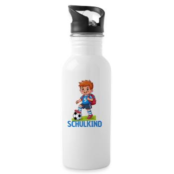 Schulkind Fußball Einschulung Geschenk - Trinkflasche mit integriertem Trinkhalm - Weiß - Rechts