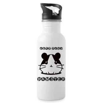 Obey your Hamster - Trinkflasche mit integriertem Trinkhalm - Weiß - Rechts