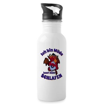 Schlafender Drache - Trinkflasche mit integriertem Trinkhalm - Weiß - Rechts