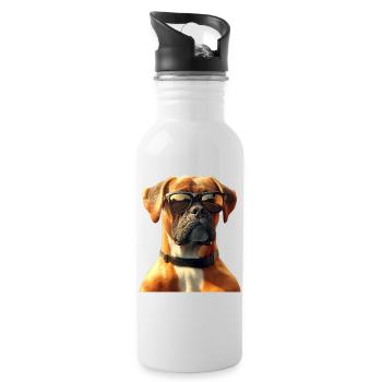 Deutscher Boxer Hunde Boxerverein German Boxer - Trinkflasche mit integriertem Trinkhalm - Weiß - Rechts