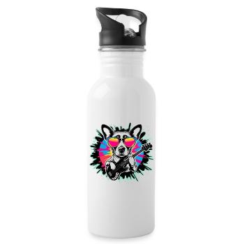 Hund und Bass, Bassisten und Hunde, Tiefe Töne - Trinkflasche mit integriertem Trinkhalm - Weiß - Rechts