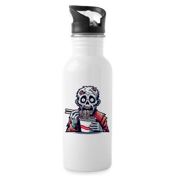 Zombie Ramen Nudeln für Gruselfilme Japanisches - Trinkflasche mit integriertem Trinkhalm - Weiß - Rechts