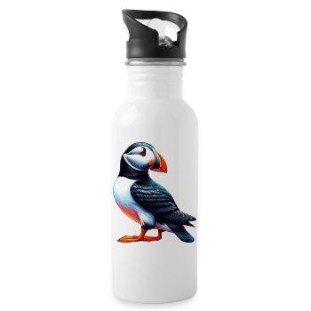 Papageitaucher - Trinkflasche mit integriertem Trinkhalm - Weiß - Rechts
