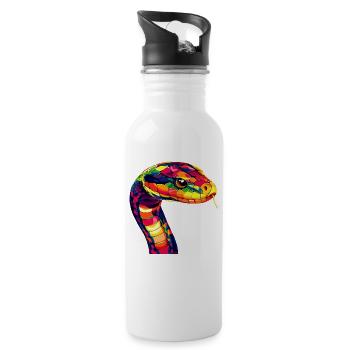 Schlange Python Kobra Mamba Klapperschlange Snake - Trinkflasche mit integriertem Trinkhalm - Weiß - Rechts