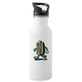 Creepy Hotdog Delicious Halloween Design - Water bottle with straw - white - Right