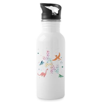 JAN - Schöner Jungen Name mit Dinosaurier - Trinkflasche mit integriertem Trinkhalm - Weiß - Rechts