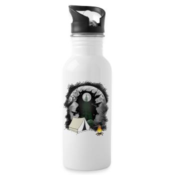 Zelt zelten Lagerfeuer Wald Naturliebhaber - Trinkflasche mit integriertem Trinkhalm - Weiß - Rechts