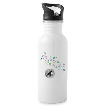 ANTON - Beautiful boy name with dinosaur - Water bottle with straw - white - Right
