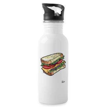 Delicious large vegetable and cheese sandwich - Water bottle with straw - white - Right