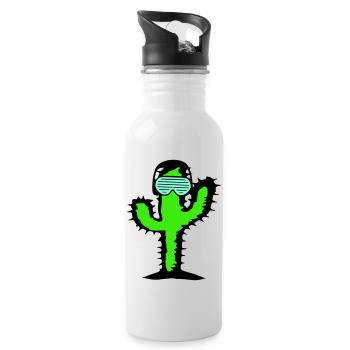 DJ Cactus Desert Plant Cacti Spines Party Fun - Water bottle with straw - white - Right