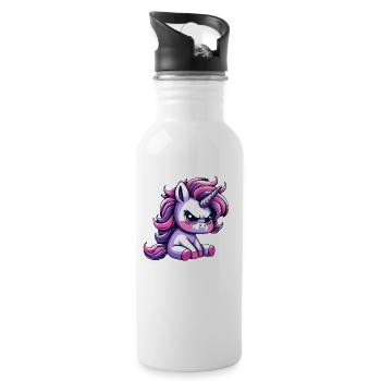 Grumpy Unicorn - Water bottle with straw - white - Right
