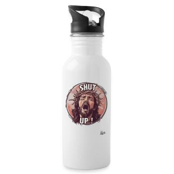 Jesus-Typ in Qualen sagt: „Halt die Klappe“ - Trinkflasche mit integriertem Trinkhalm - Weiß - Rechts