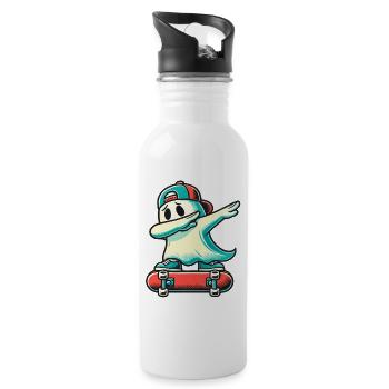Skateboarding Dabbing Geist Lustige Halloween - Trinkflasche mit integriertem Trinkhalm - Weiß - Rechts