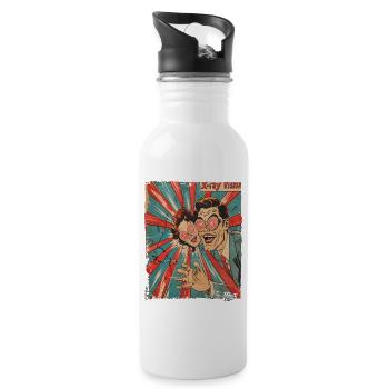 1950s Cartoon - Funny X-ray Vision Couple - Water bottle with straw - white - Right
