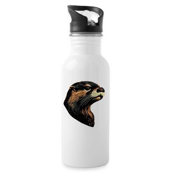 Loutre Loutre de mer Loutre Loutre Martre amour Loutre mignonne - Gourde avec paille intégrée - blanc - Droite