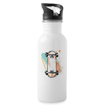 Skateboard Street Art - Gourde avec paille intégrée - blanc - Droite