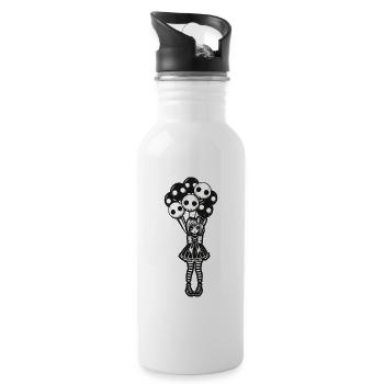 Emo Goth Girl Düsteres Gothic Design - Trinkflasche mit integriertem Trinkhalm - Weiß - Rechts