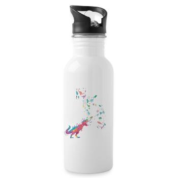 NIKLAS - Beautiful boy name with dinosaur - Water bottle with straw - white - Right