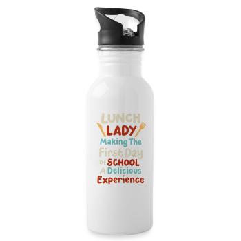 Lunch Lady erster Schultag zurück zur Schule - Trinkflasche mit integriertem Trinkhalm - Weiß - Rechts