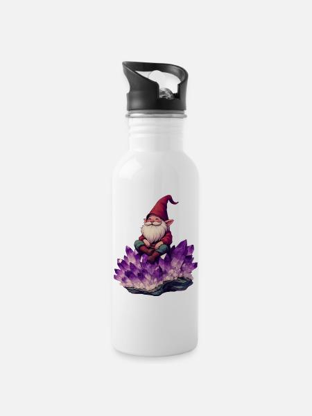 Gnom - Trinkflasche mit integriertem Trinkhalm - Weiß