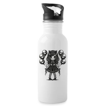 Kawaii Goth Girl Düsteres Gothic Design - Trinkflasche mit integriertem Trinkhalm - Weiß - Rechts