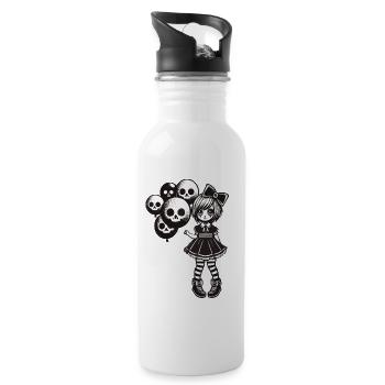 Kawaii Goth Girl Dark Gothic Design - Water bottle with straw - white - Right