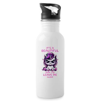 It's a beautiful day to leave me alone. - Water bottle with straw - white - Right