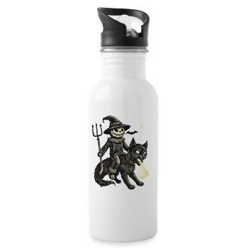 Creepy Devil Cat Dark Cat Rider - Water bottle with straw - white - Right