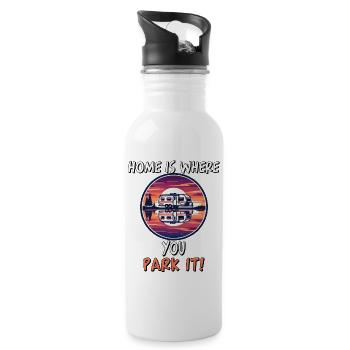 Home Is Where You Park It RV Sunset Lake Camping - Water bottle with straw - white - Right